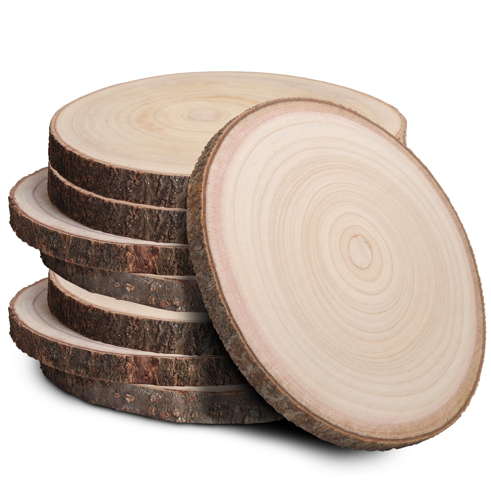 Photo 1 of Wood Slices for Centerpieces, Wood Rounds Cookies for Crafts, Rustic Wood Circles & Slabs, Wooden Discs for Tables Decor-for Art Projects and Rustic Weddings (8pcs 8-9)