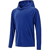Poekuao Boys Rash Guard Long Sleeve Hoodie Swim Shirt with Pocket Youth Kids UPF 50+ Sun Protection Fishing Shirts Thumb Hole
