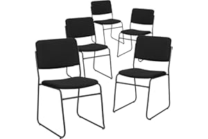 Flash Furniture 5 Pack HERCULES Series 500 lb. Capacity High Density Black Fabric Stacking Chair with Sled Base