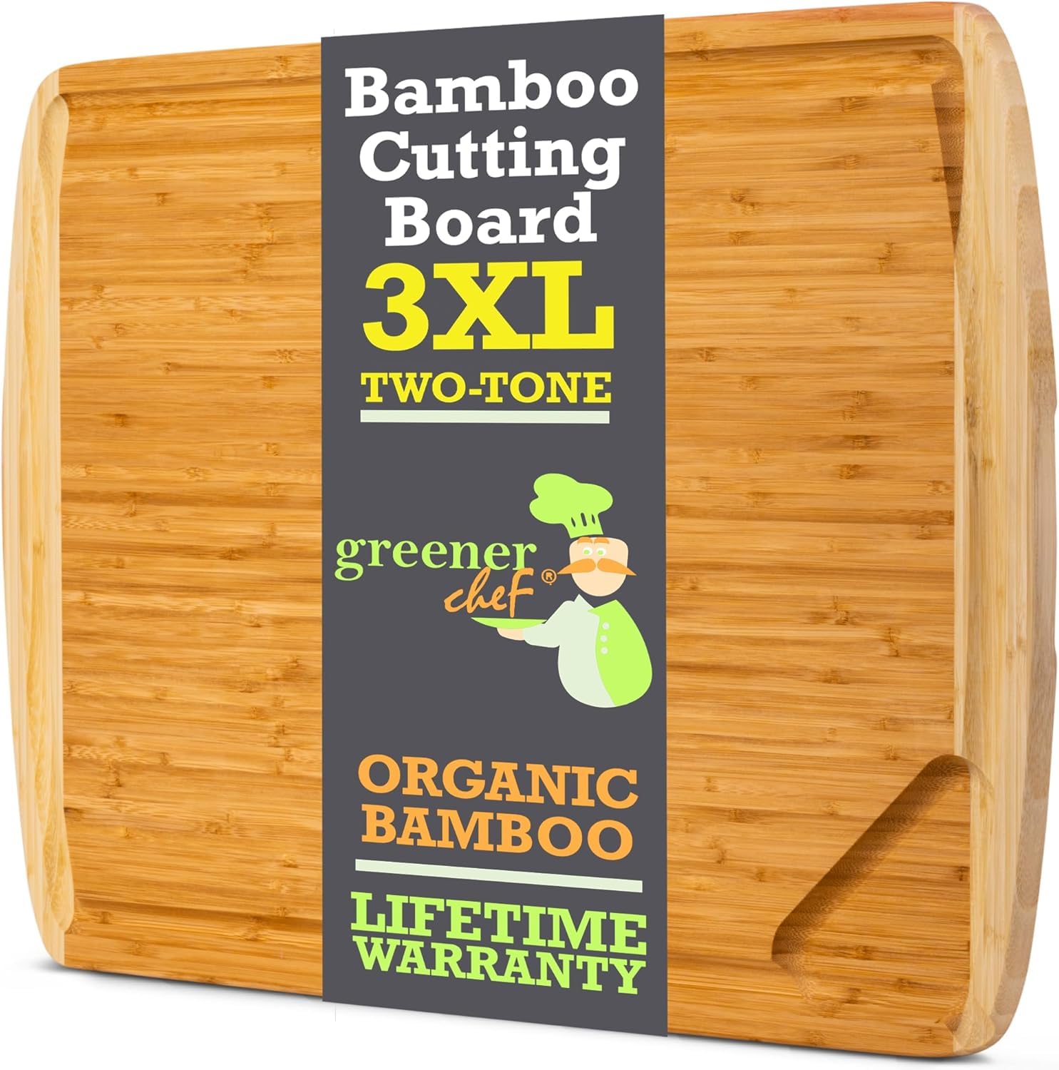 30 x 20 Organic Extra Large Cutting Board with Lifetime Replacements – Wood Bamboo Chopping Board - Wooden Butcher Block Cutting Board for Carving Turkey, Grilling Brisket and BBQ - by Greener Chef