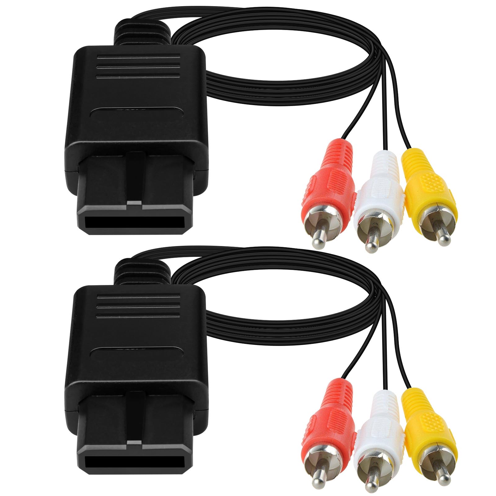 𝟐-𝐏𝐚𝐜𝐤 N64 AV Cable Gamecube AV Cable 3RCA Composite Video Cord Compatible with Nintendo 64/N64/GameCube/Super Nintendo SNES to TV Monitor Display Games (6 Feet, Plug & Play)