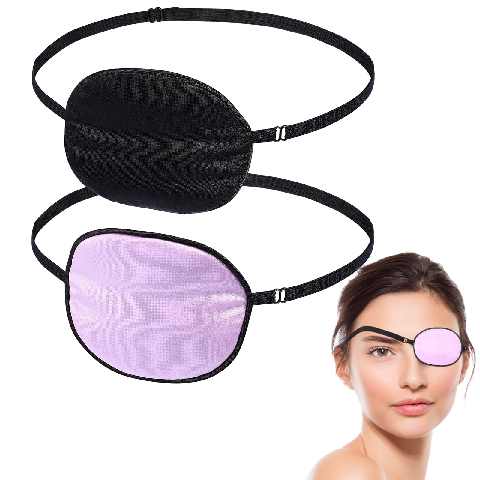ROSENICE Eye Patch 2 Pieces Silk Elastic Eye Patches Lazy Eye Patches for Adults Lazy Eye Amblyopia Strabismus