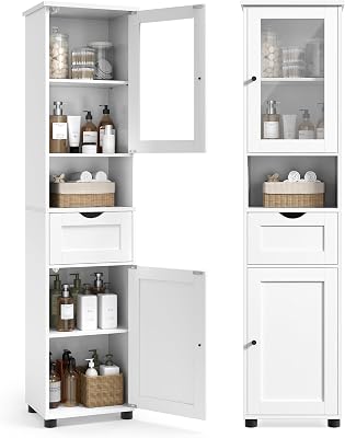 Meuble Salle de Bain, Colonne, Rangement avec Étagères Réglables