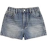 GORGLITTER Girl's Jean Shorts Elastic Waist Straight Leg Denim Shorts