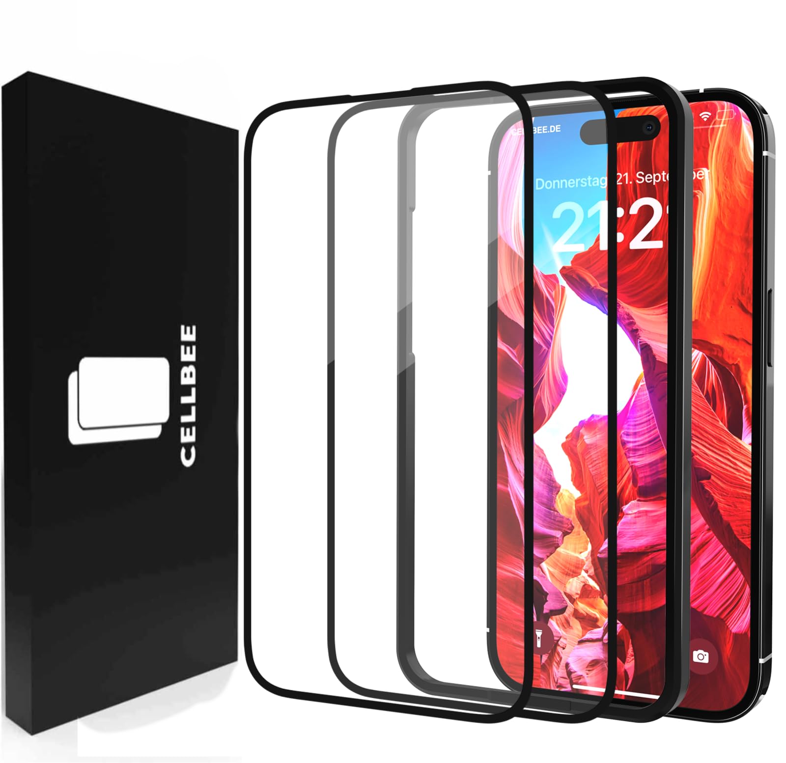 CELLBEE Tempered Glass Film Compatible with iPhone 15 Plus Screen Protector The Curved, Includes Applicator, Force Treatment, Invisible, Premium, 4D Screen Protector, Glass Tempered Glass Film, Pack