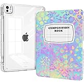 Clear Case for ipad Air 13 inch M3 2025 & M2 2024, ipad Pro 12.9" 6th/5th/4th/3rd Generation with Pencil Holder, Trifold Stand Shell, Slim Shockproof Clear Back, Composition Book