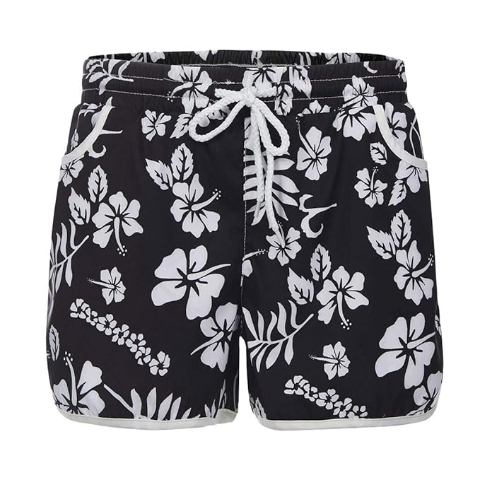TEELONG Shorts Damen Mehrfarbige heiße Neue Blumendruck Hot Pants Strandhose Shorts Badeshorts Chinoshorts Cargoshorts Jeanss