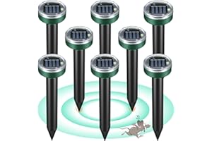 YOOYHHOME Mole Repellent for Lawns - Ultrasonic Gopher Repellent Solar Powered for Garden,Yard - Waterproof Sonic Mole Spike for Snake,Chipmunk,Outdoor Pest Control Vole Deterrent
