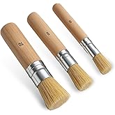 3 Pack Wooden Stencil Brush, Washable Bristle Stencils Brushes for Painting, Natural Bristle Stencil Brush for Acrylic Oil Watercolor Painting, Stencils Project, Card Making, DIY Art Crafts (6, 8, 10)