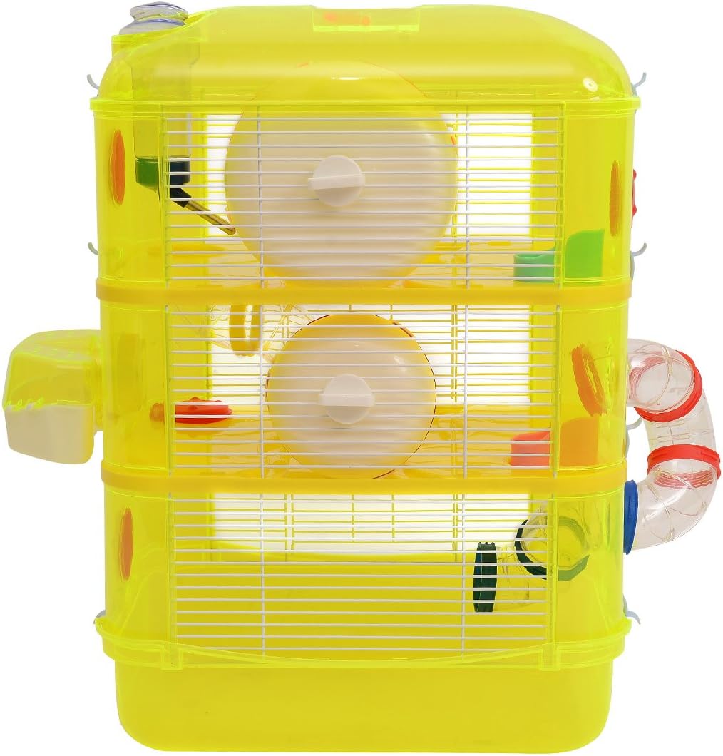 PawHut 3Tiers Plastic Hamster Cage Small Animals Habitat Play Exercise