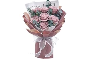 Polylove Roses Bouquet 7-Piece Soap Flower Scented Soap Roses Gift Box for Wife Mother Valentines Day Mothers Day Anniversary Birthday (Dusty Pink)