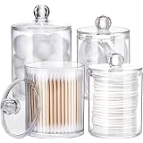 thumbnail image 2 of 3 Pack Cotton Swab Dispenser, 8/10/10 Oz Qtip Holder Dispenser Set, Storage Organizer Holder Canister Apothecary Jars With Lid For Cotton Rounds, Bath Salts, Makeup Sponges, Hair Accessories 2 of 9