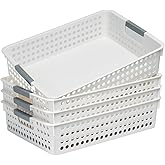 Soddeph A4 Paper Trays for Classroom with Grip Handles,Book Baskets for Library, Drawers, Office, Home,Desk,Turn in Trays Classroom Plastic Storage Baskets