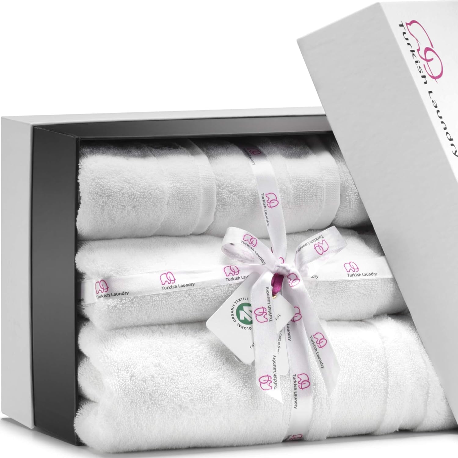 Turkish Laundry Luxury Bath Towel Set 100 Organic Turkish Cotton Ultra Soft Fluffy Absorbent Gots Oeko Tex Certified 5 Piece White