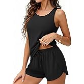 Ekouaer Womens Pajama Sets Sleeveless Tank Tops and Split Shorts Pjs Set Soft Comfy Sleepwear