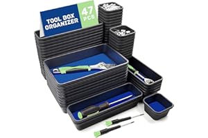 Vexercisehoop Tool Box Organizer, Tool Drawer Organizer Tray Divider, Toolbox Organization, Garage Tool Organizers and Storage, Tool Box Accessories for Rolling Tool Chest Cabinet (Blue (47PCS))
