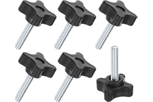M METERXITY 6-Pack Star Clamping Knobs, M6x30mm Male Thread Hand Tightening Screw for Machinery/Electronic/Furniture/Umbrella Base, Machine Handle Replacement [32mm, Black]