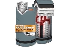 Redford Supply Co. Cold Snap (0°F) Double Wall Insulated Long Faucet Covers - Outdoor Faucet Covers for Winter, Insulated Spigot Covers Winter Insulated, Hydrant Cover (14"W x 27"H, Steel Gray)