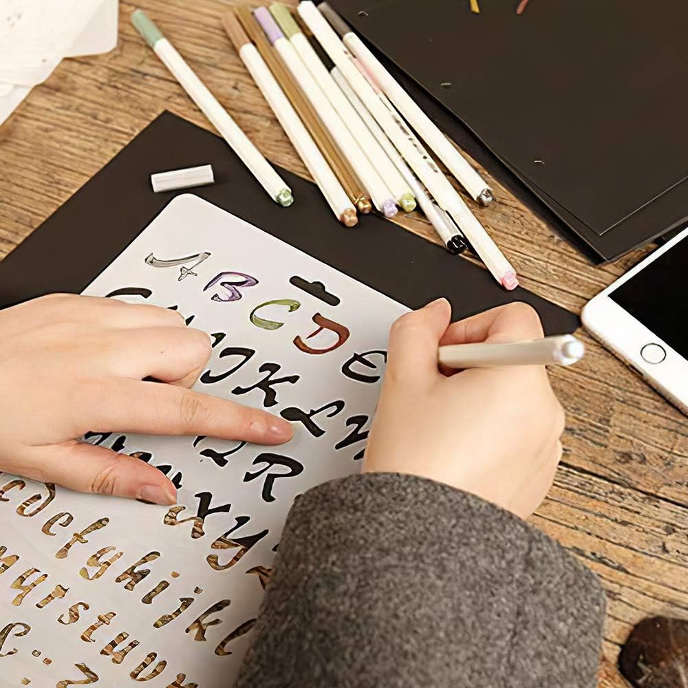 UCEC 6 PCS Letter and Number Stencils, 8.2x12.2 Inch Alphabet Stencils Reusable Template Sets for Bullet Journal Supplies, Card, Scrapbooking and DIY Craft Projects : Kitchen & Dining