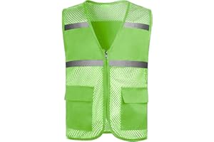 Zzalalana Kids Safety Vest with Pockets Mesh High Visibility Reflective Volunteer Activity Vest for Boys Girls 8-18 Years