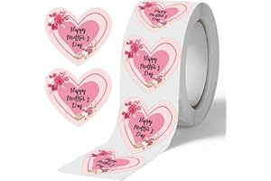 REMERABEL 500 Pcs Happy Mother's Day Heart Shaped Stickers 2 Inch Floral Mothers Day Gift Tags Presents Labels Mother's Day Party Favor Sticker for Envelope Seal Cards Boxes Gift Wrap(Color2)
