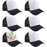 Skyebed 6 Pcs Kids Sublimation Trucker Hats Adjustable Mesh Trucker Cap DIY Baseball Hats for Summer Camps Beaches