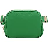 Lightweight Soft PU Pebbled Leather Sling Fanny Pack Belt Bag with Gold Metal Buckle (Kelly Green)