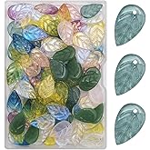 INSPIRELLE 100pcs Leaf Crystal Glass Spacer Beads for Jewelry Bracelet Necklace Making, 11 * 18mm