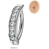 BodyBonita G23 Titanium Belly Button Rings - 14G Internally Threaded 14mm Belly Ring Round Square Star Teardrop CZ Navel Rings for Women