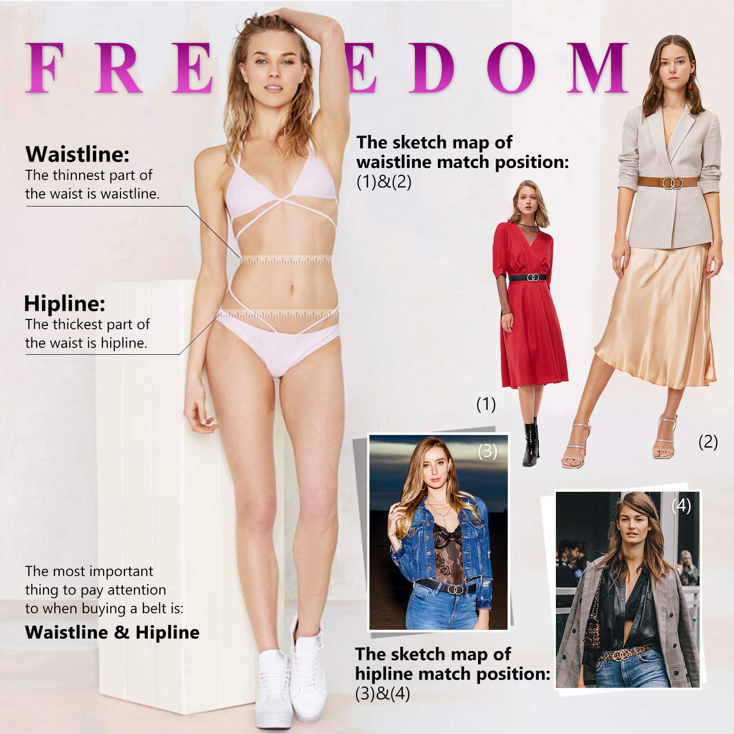 Women Leather Belt Double Ring Black Belt Fashion Golden Designer Buckle Belt for Jeans, Pants, Dresses, Shorts