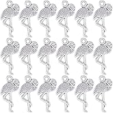 SUNNYCLUE 1 Box 100Pcs Flamingo Charms Bulk Tropical Charms Alloy Antique Silver Bird Flamingo Animal Vintage Tibetan Single Stand Crane Charm for Jewelry Making Charms DIY Earrings Necklaces Crafts
