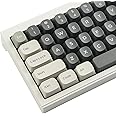 TYRIXKI PBT Double Shot Keycaps - 172 Keys, YMK Profile, Classic Retro White & Grey Dye Sublimation, Cool Custom Keycaps for Cherry & Gateron MX Switches Mechanical Keyboards