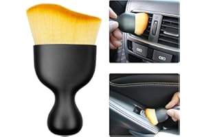 LCWYORH Car Interior Detailing Brush Soft Bristle Detail Brushes,Dash Duster Cleaning Brush,Car Accessories for Women/Men,Interior Cleaning Tool for Automotive (Bright Yellow, 1 PCS，Without Cover)