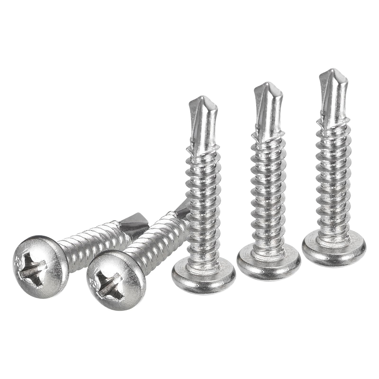 DTGN #10x1" Pan Head Self Drilling Screws - 100Pack - 410 Stainless Steel Phillips Drive Self Tapping Sheet Metal Screws