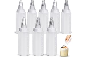 9 Pcs 6 oz Plastic Squeeze Applicator Writer Bottles Cookie Icing Bottles Cake Sugar Cookie Decorating Supplies -for Food Col