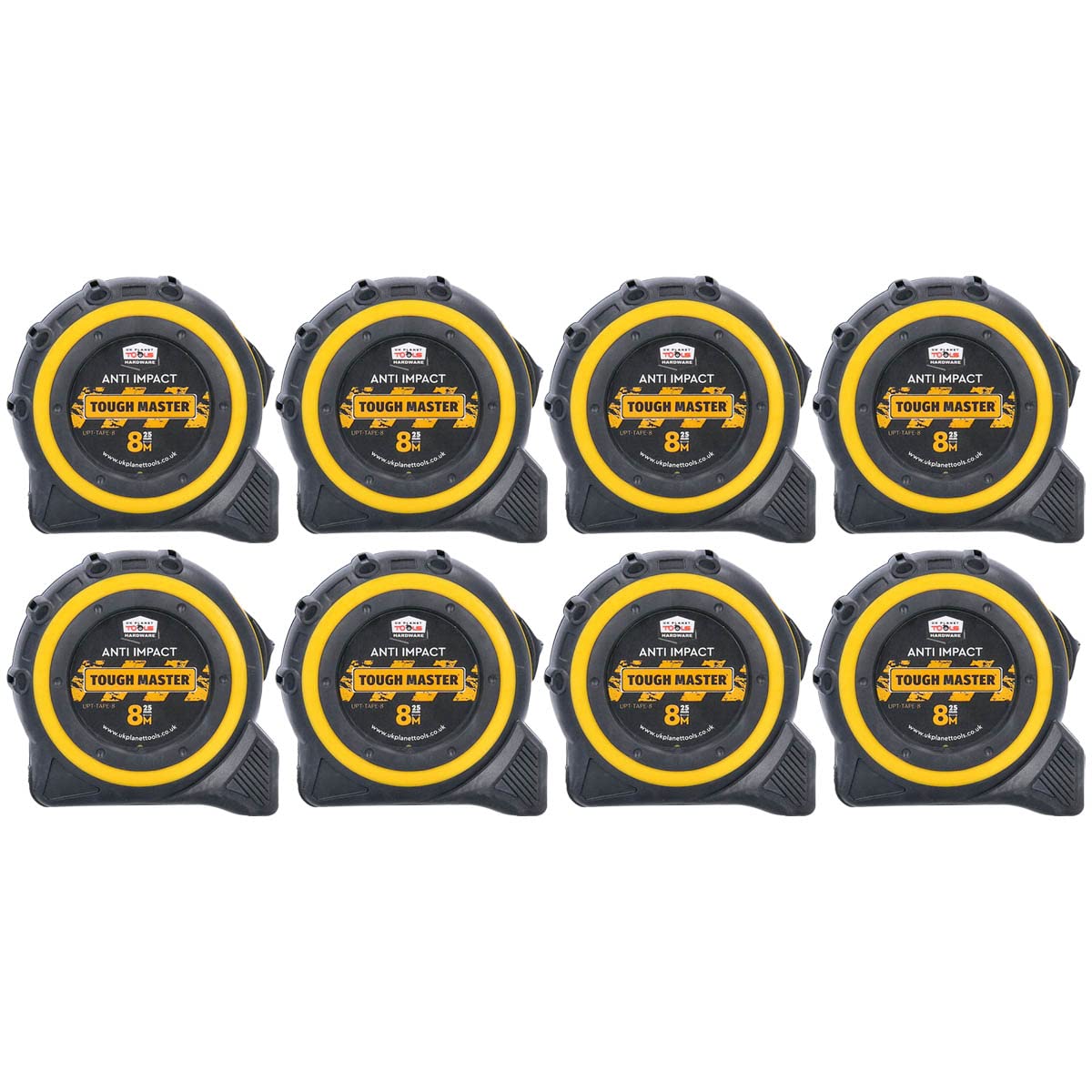 TOUGH MASTER Strong DIY8m/26ft Metric/Imperial Lightweight Belt Clip Tape Measure 25mm Wide Impact Resistant For Carpenters, Plumbers, Electricians (8)