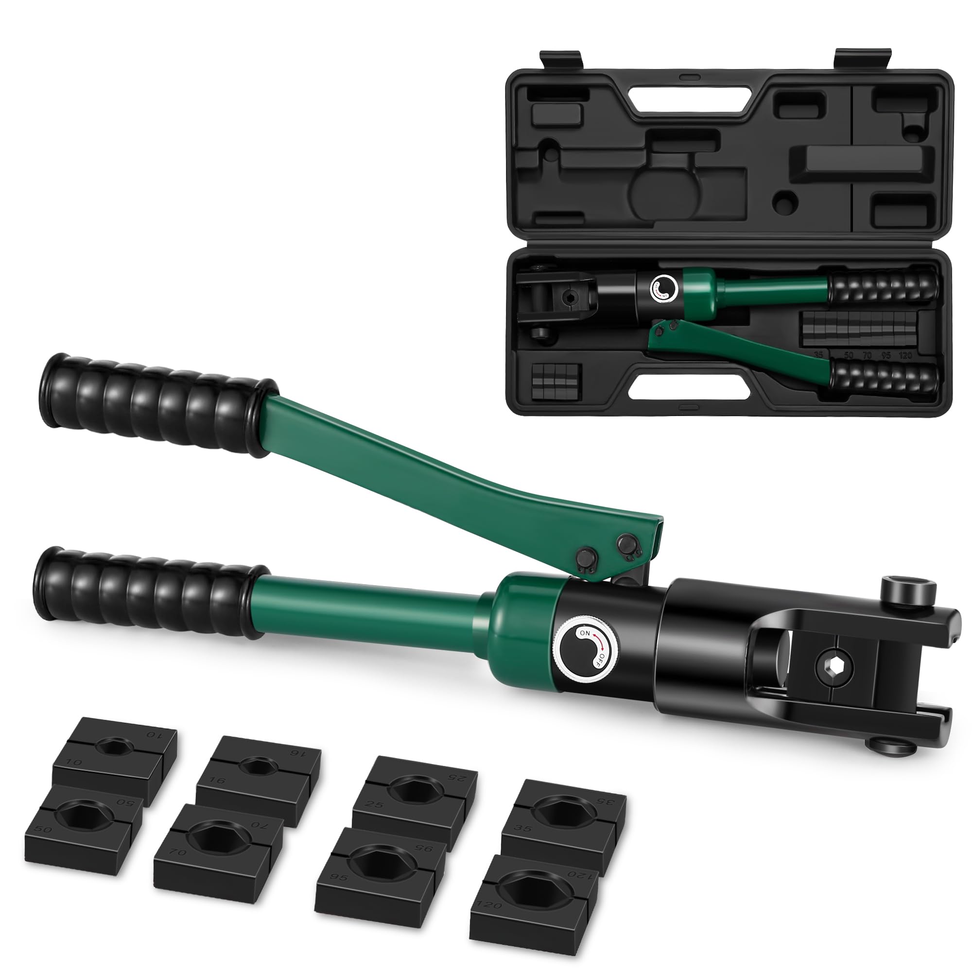 Dechengbao Hydraulic Cable Lug Crimper 10-120mm²，Electrical Terminal Cable Wire Tool Kit with 8 Die (10-120mm² Crimping Tool)