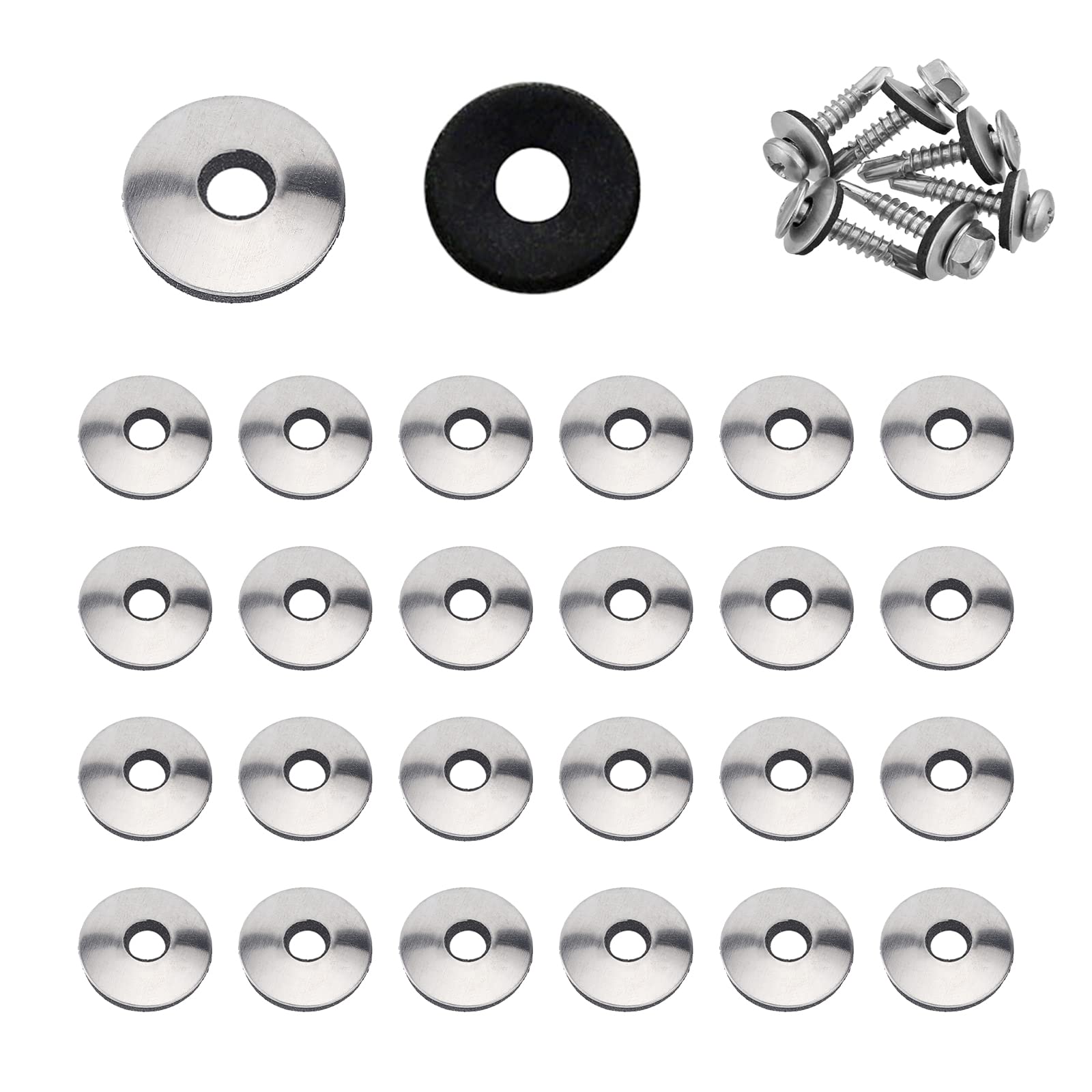 YouU #4.2/4.8/5.5/6.3/8mm Multiple Models Stainless Steel Neoprene EPDM Bonded Sealing Gasket Washers Assortment Kit (6.3x19mm 50pcs)