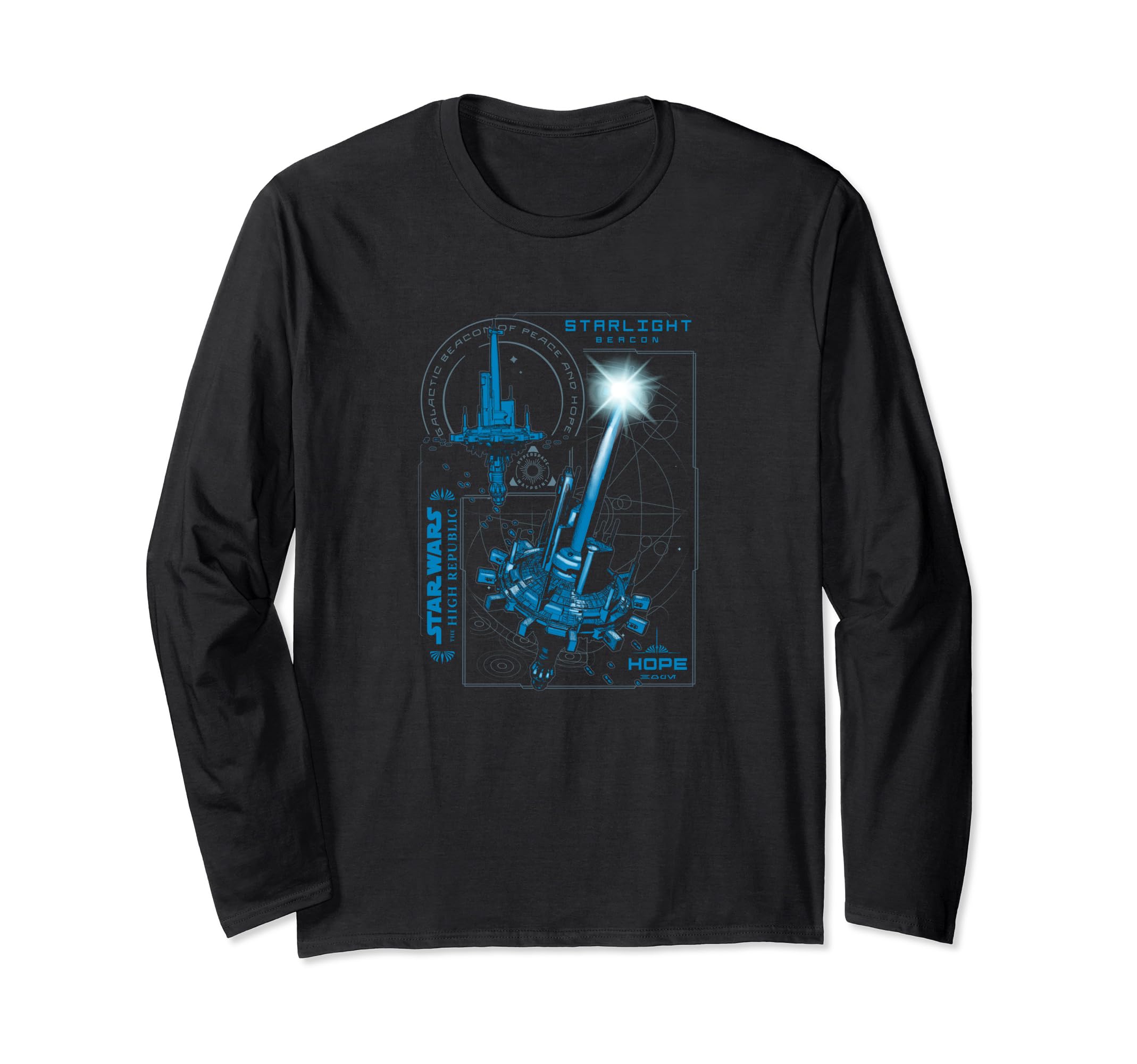 Star Wars High Republic Starlight Station Schematic Long Sleeve T-Shirt