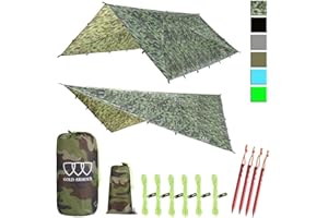 Gold Armour Rainfly Tarp Hammock, Premium 14.7ft/12ft/10ft/8ft Rain Fly Cover, Waterproof Ultralight Camping Shelter Canopy, Survival Equipment Gear Camping Tent Accessories (Camouflage 14.7ft x 12ft)