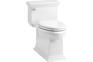 KOHLER K-6428-0 Memoirs Stately Comfort Height Skirted One-Piece Compact Elongated 1.28 GPF Toilet with AquaPiston Flush Technology and Left-Hand Trip Lever, White