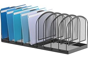 SUPEASY File Organizer for Desk, 9-Section Mesh Desk Organizer, Vertical File Holder Desktop Organizer File Sorter, File Folder Holder for Office Supplies, Black