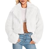 WELLATENT Fur Coats For Women,Plus Size Cropped Faux Fuzzy Jacket Fluffy Fall Coat.
