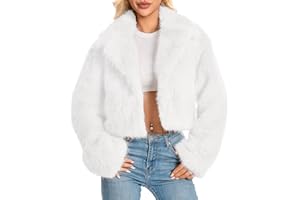 WELLATENT Fur Coats For Women,Plus Size Cropped Faux Fuzzy Jacket Fluffy Fall Coat.