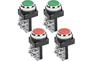 RuoFeng DPST 30mm Momentary Mushroom Head Push Button Switch Ideal for Industrial Use AC 250V 6A 1NO 1NC 4pcs(Green Red