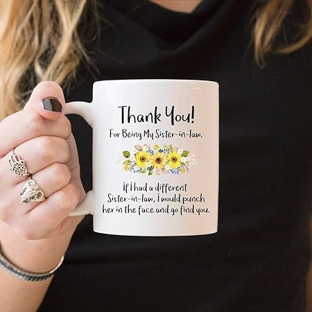 Tazza Con Girasole Per Cognata Con Scritta In Lingua Inglese Thank You For Being My Sister In Law Regalo Di Ringraziamento Amazon It Casa E Cucina