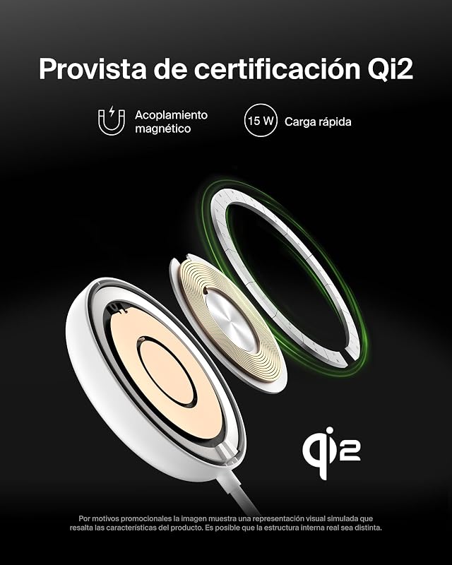 Carregador sem fio compatível com MagSafe, Base de carregamento magnética de 15W, certificação Qi2, iPhone 17, Air, Samsung Galaxy S25, Pixelsnap e AirPods - Sem fonte de alimentação - Branco