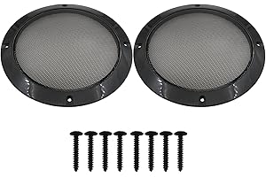 sunnates 2 Pack 6.5 inch Speaker Grill Metal Round Mesh Horn Guard Protector Cover with Installation Screws for Home Audio and Car Speakers Black