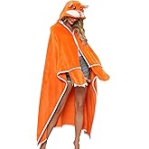 Cloud-Soft Wearable Fox Blanket Hoodie - Oversized Cozy Hooded Blanket Cloak with Gloves, Full Coverage for Relaxed Lounging, Cute Fox Gift for Women and Men