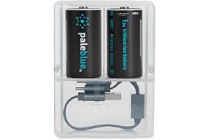 PALEBLUE Rechargeable C Batteries with USB Charger by Pale Blue, Lithium Ion 1.5v 2800 mAh, Charges Under 3.5 Hours, Over 1000 Cycles, 2-in-1 USB to USB-C Charging Cable, LED Charge Indicator, 2-Pack